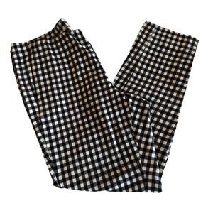 J Jill Womens 14 Pull On Pants Black White Gingham Stretch Essential Cotton Crop